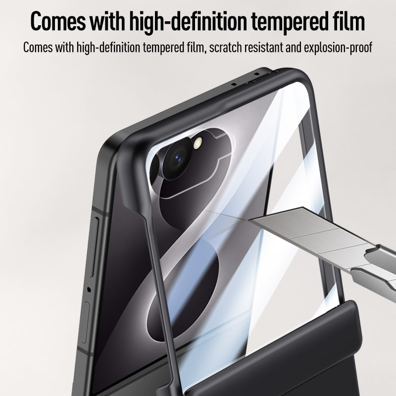 Samsung Galaxy Z Flip 8 Magnetic Skin-Feel Case - Hinge Shield with Built-in Glass [Black]