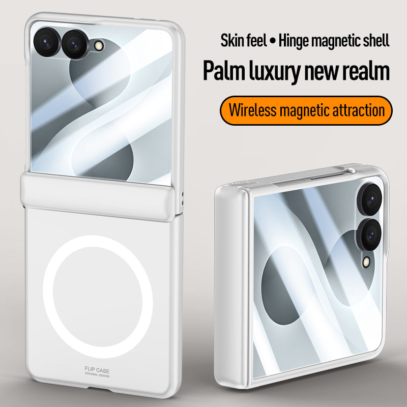 Samsung Galaxy Z Flip 8 Magnetic Skin-Feel Case - Hinge Shield with Built-in Glass [Black]