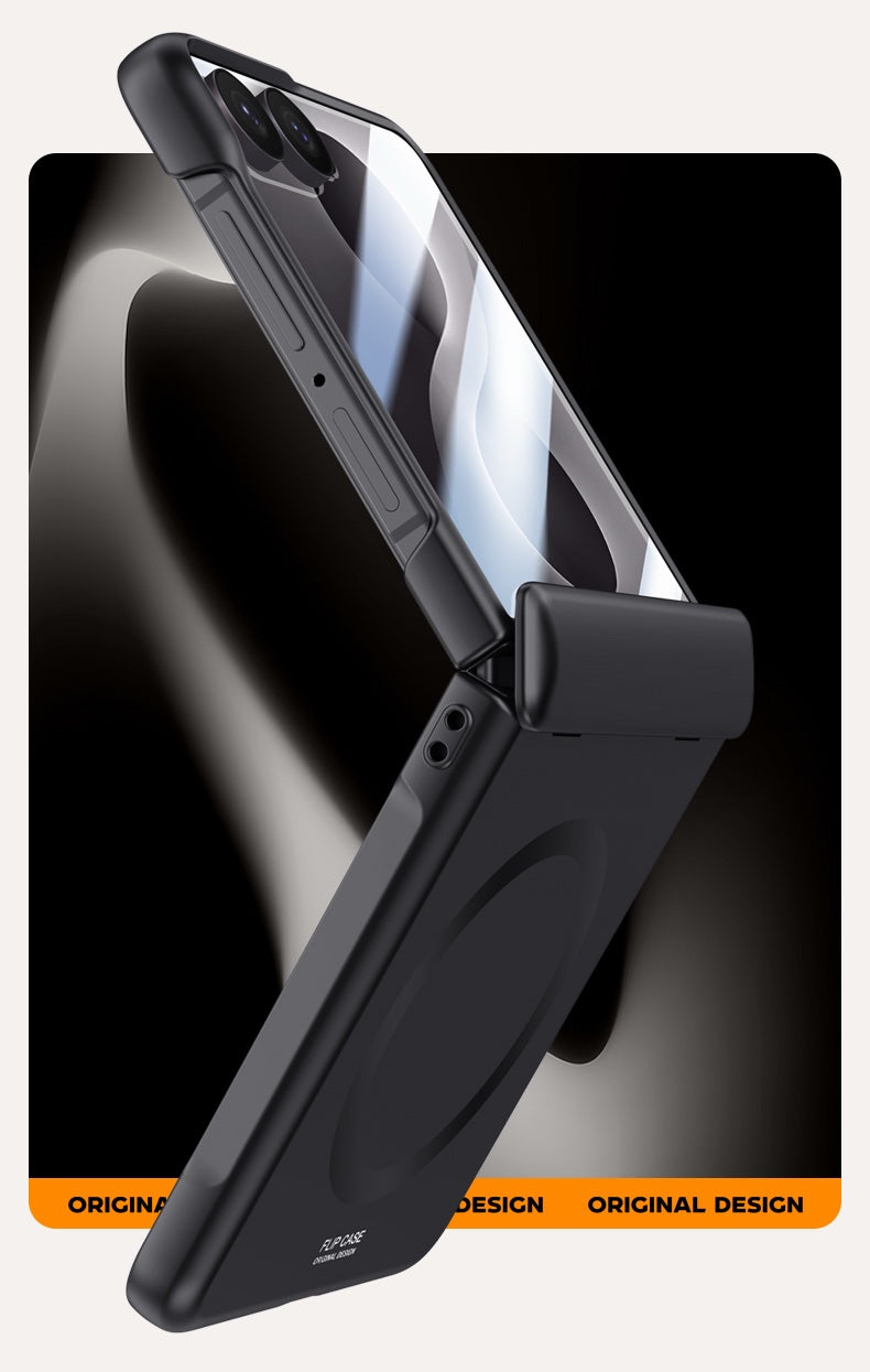 Samsung Galaxy Z Flip 8 Magnetic Skin-Feel Case - Hinge Shield with Built-in Glass [Black]