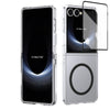 Crystal-clear Magnetic Ring Case for Samsung Galaxy Z Flip 7 with Tempered Glass [Black] - Black