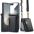 DG.MING Samsung Galaxy Z Flip 7 Crossbody Wallet Case [Black] - Black