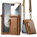 DG.MING Samsung Galaxy Z Flip 7 Crossbody Wallet Case [Brown] - Brown