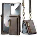 DG.MING Samsung Galaxy Z Flip 7 Crossbody Wallet Case [Coffee] - Coffee