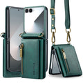 DG.MING Samsung Galaxy Z Flip 7 Crossbody Wallet Case [Green] - Green