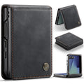 Stylish Samsung Galaxy Z Flip 7 Retro Leather Cover [Black] - Black