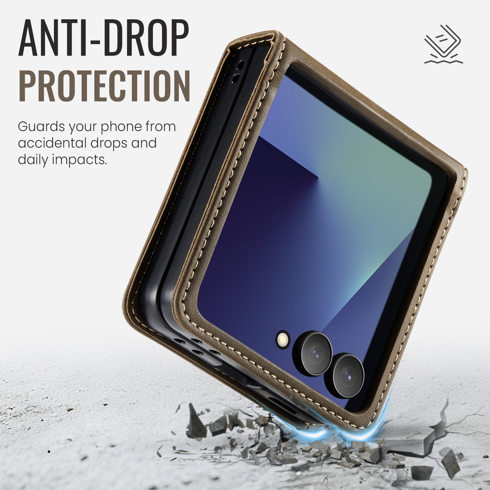 Stylish Samsung Galaxy Z Flip 7 Retro Leather Cover [Brown]
