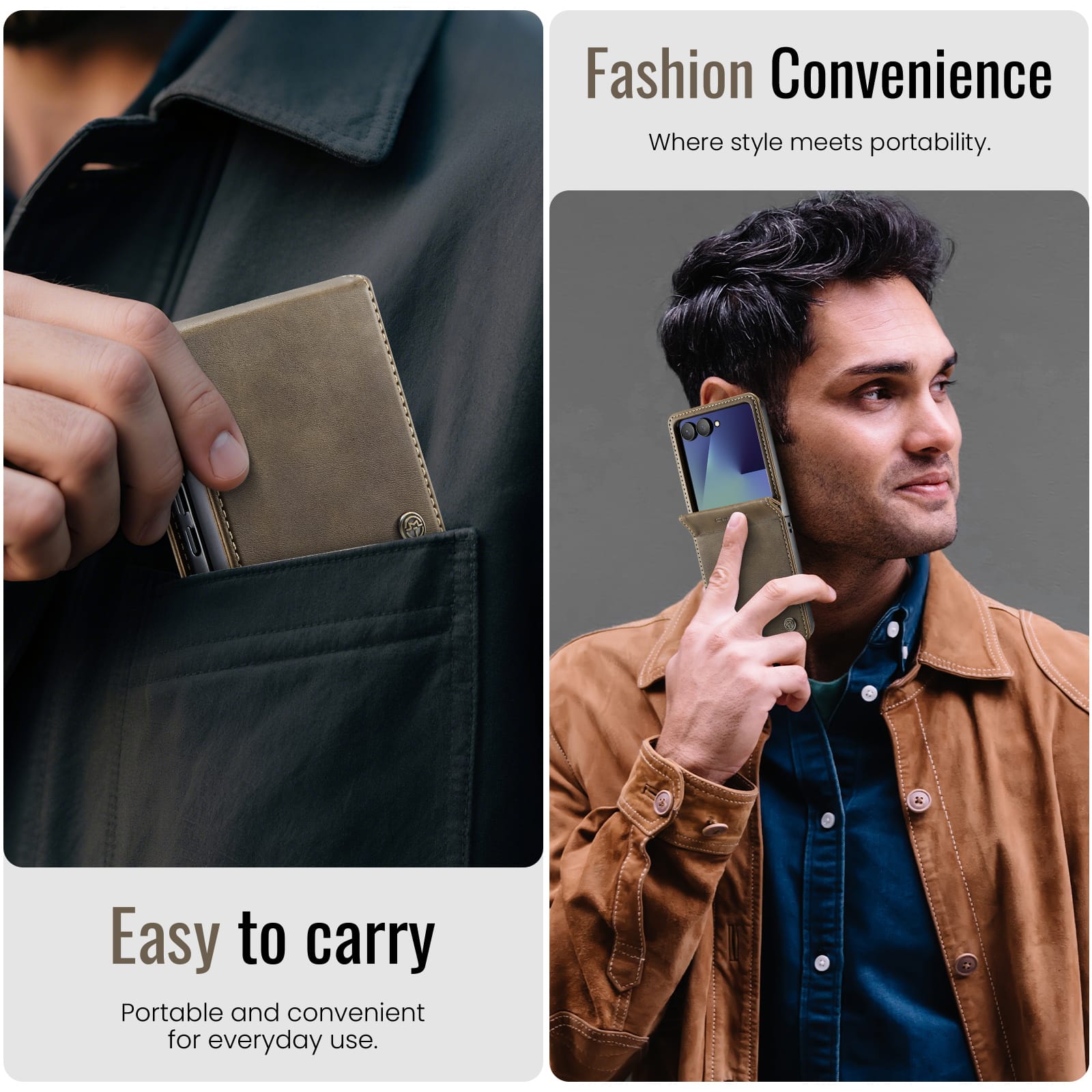 Stylish Samsung Galaxy Z Flip 7 Retro Leather Cover [Brown]