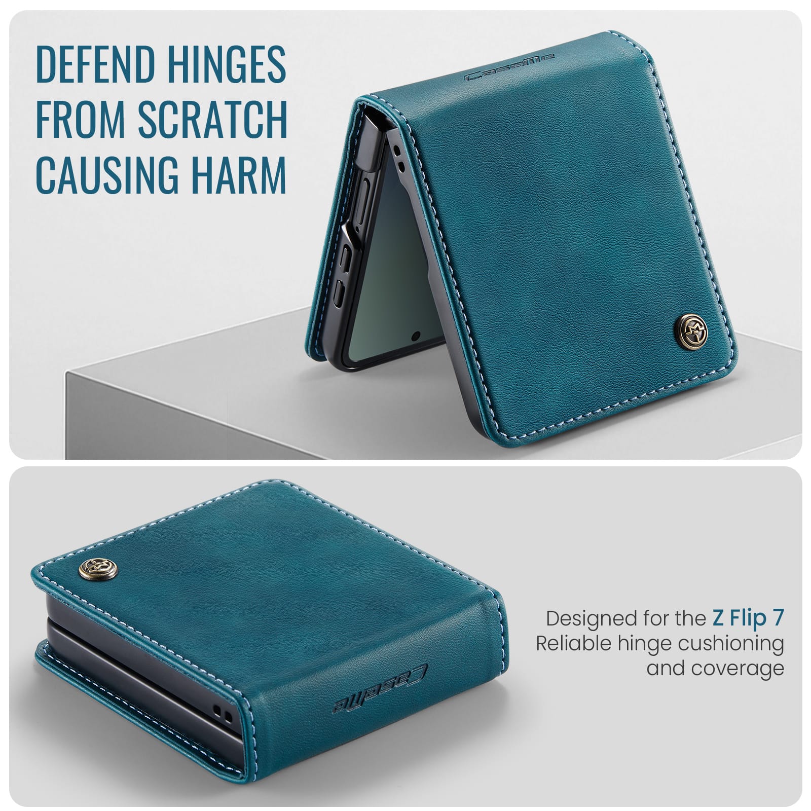 Stylish Samsung Galaxy Z Flip 7 Retro Leather Cover [Navy]
