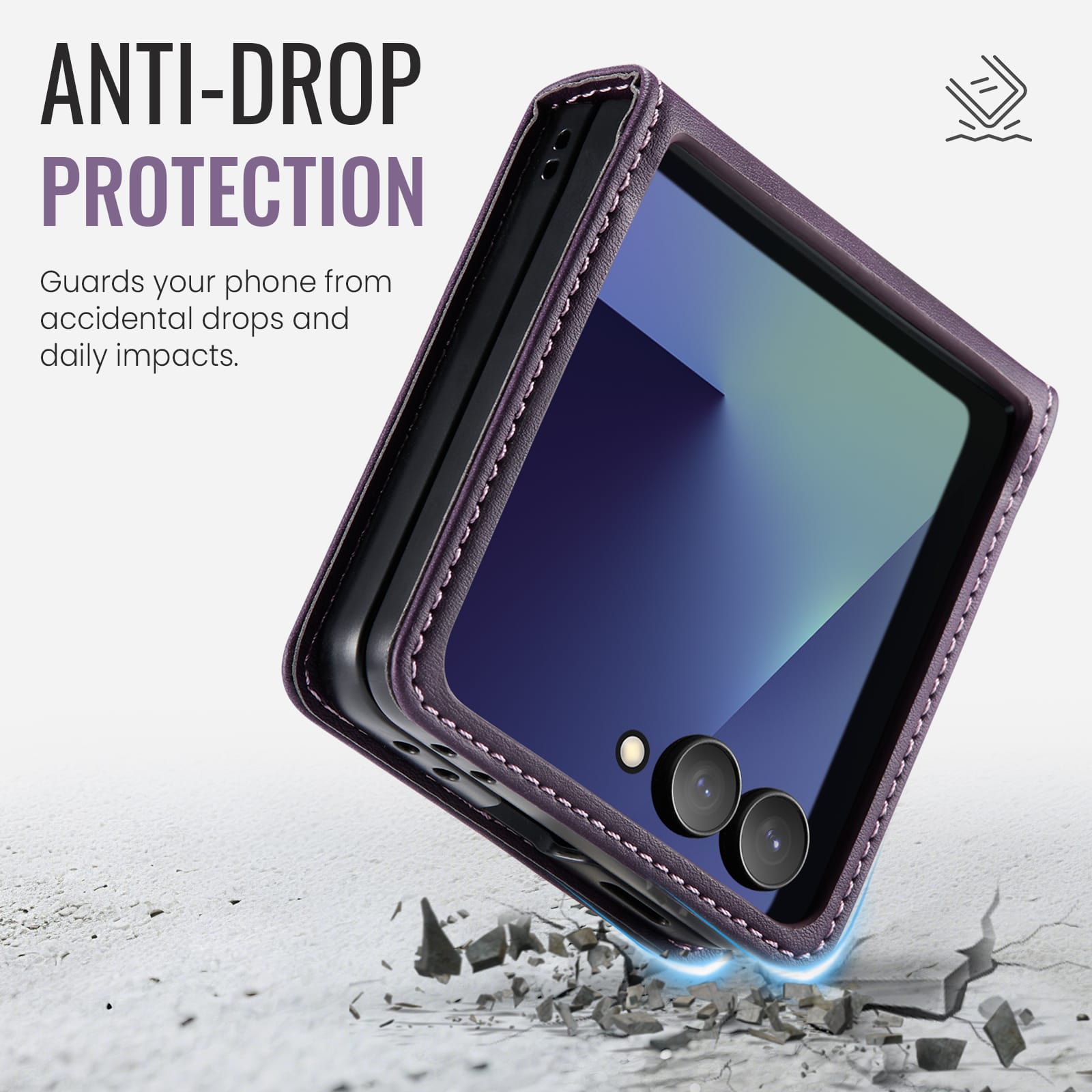 Stylish Samsung Galaxy Z Flip 7 Retro Leather Cover [Purple]