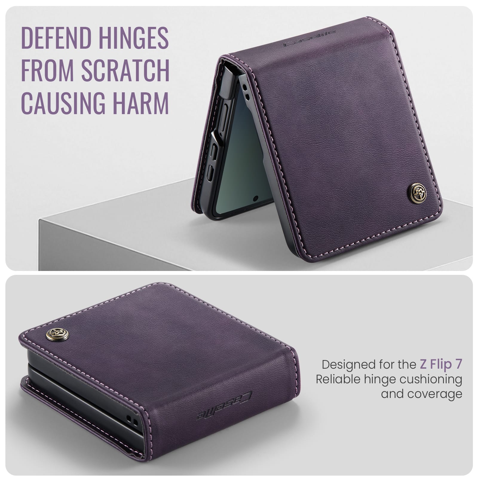 Stylish Samsung Galaxy Z Flip 7 Retro Leather Cover [Purple]