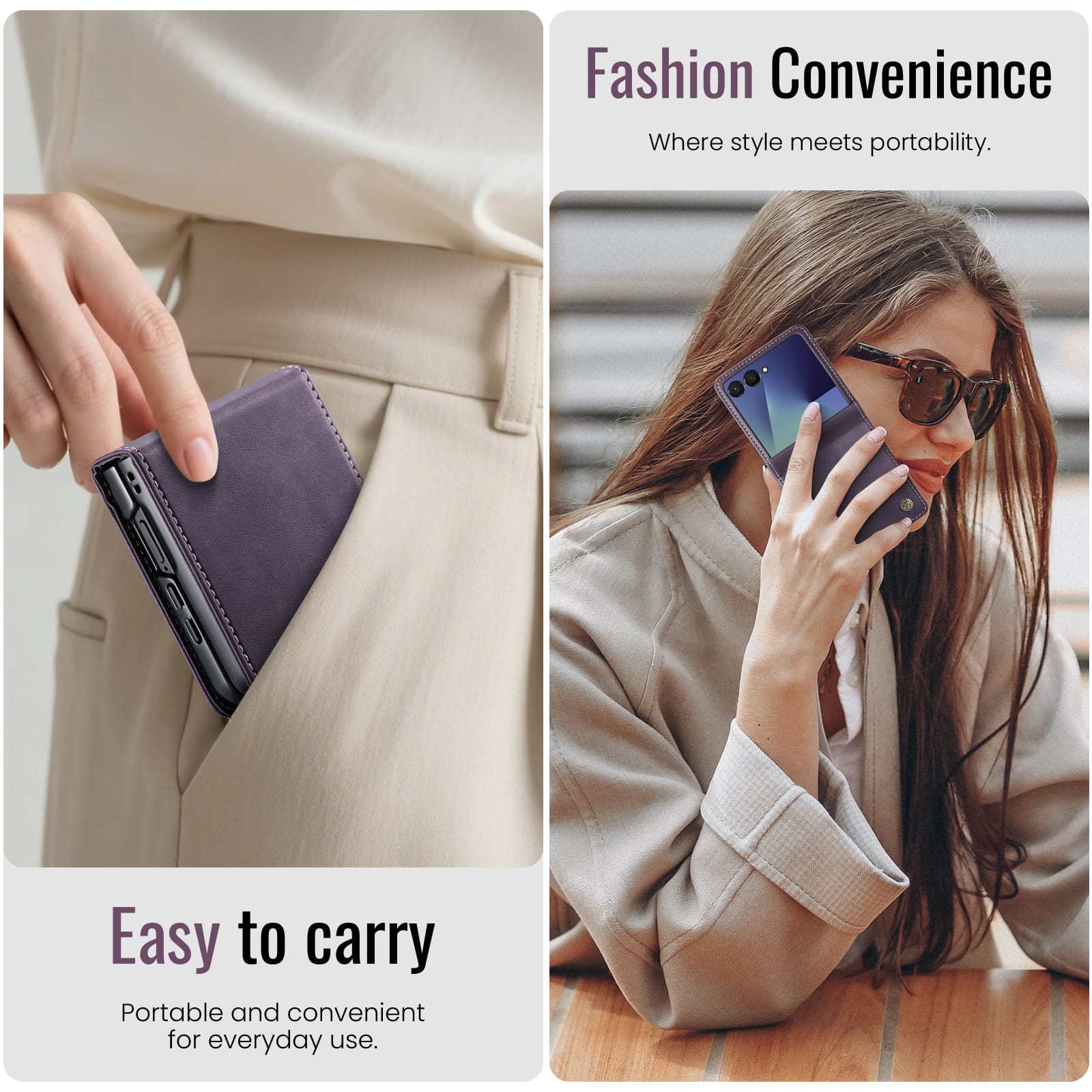 Stylish Samsung Galaxy Z Flip 7 Retro Leather Cover [Purple]