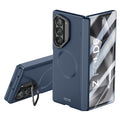 Samsung Galaxy Z Fold 6 Magnetic Skin-Feel Case - Hinge Shield & Lens Ring Stand [Navy Blue] - Navy Blue