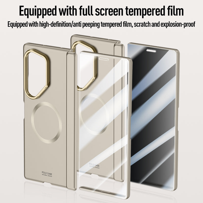 Samsung Galaxy Z Fold 6 Magnetic Skin-Feel Case - Hinge Shield & Lens Ring Stand [Navy Blue]