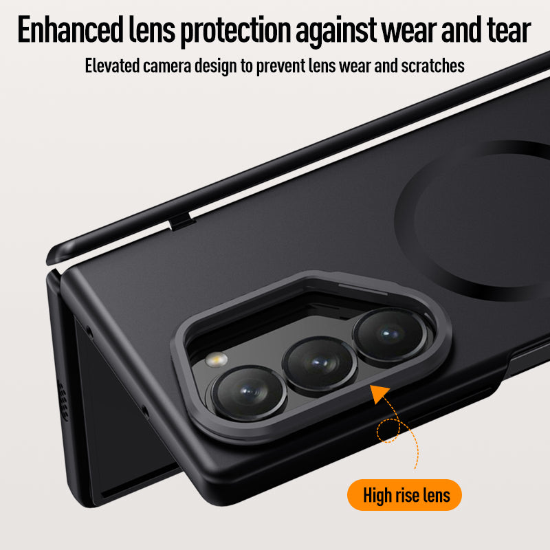 Samsung Galaxy Z Fold 6 Magnetic Skin-Feel Case - Hinge Shield & Lens Ring Stand [Grey]