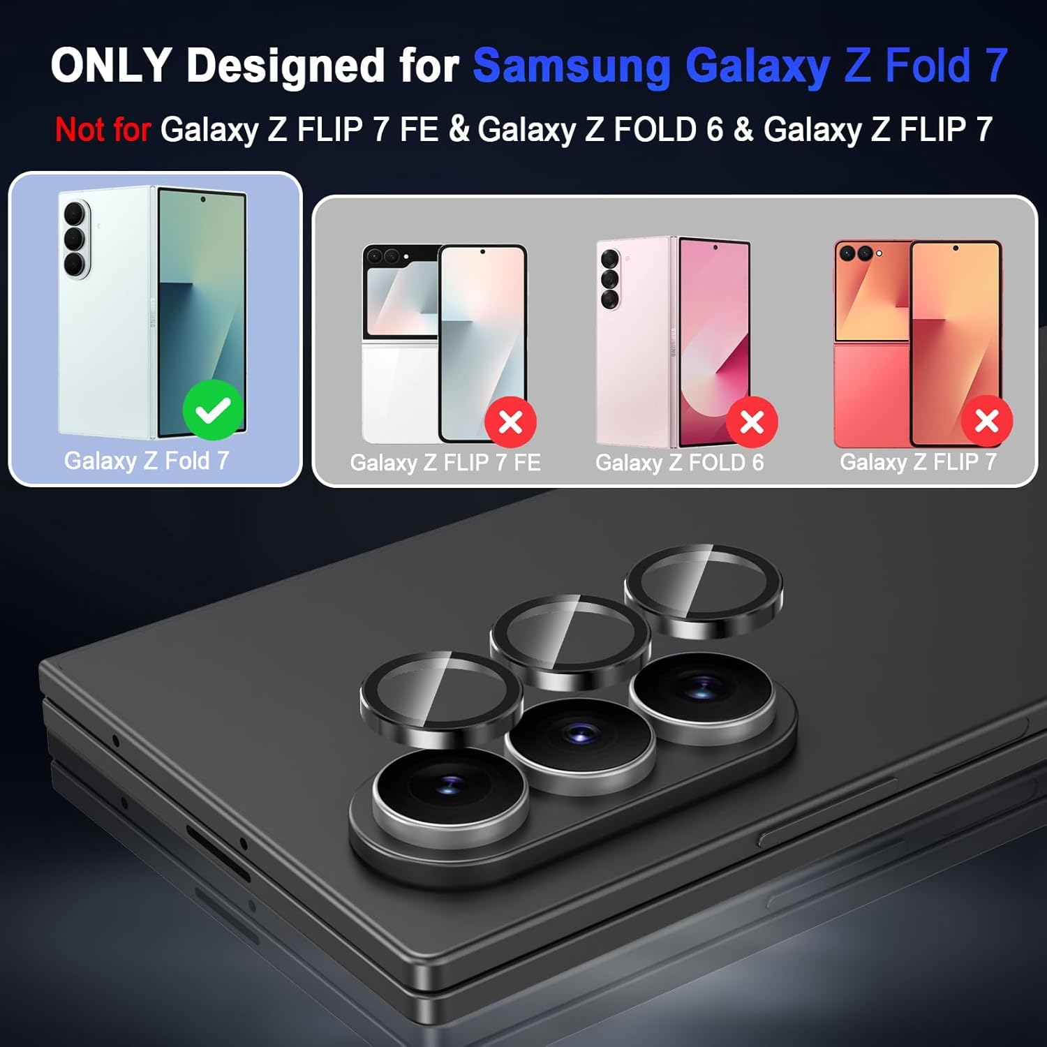 Samsung Z Fold 7 Eagle Eye AR+AF Camera Lens Protector with Removal Tool [Gold]
