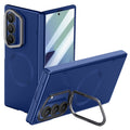 Samsung Galaxy Z Fold 7 Magnetic Skin-Feel Case - Hinge Shield & Lens Ring Stand [Navy Blue] - Navy Blue