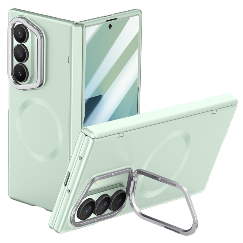 Samsung Galaxy Z Fold 7 Magnetic Skin-Feel Case - Hinge Shield & Lens Ring Stand [Sage Green]