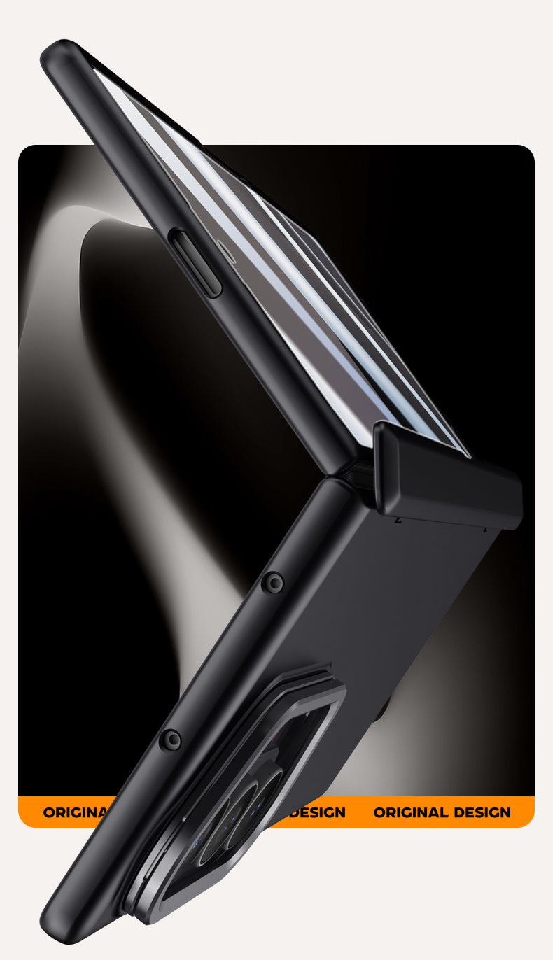 Samsung Galaxy Z Fold 7 Magnetic Skin-Feel Case - Hinge Shield & Lens Ring Stand [Silver]