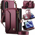 Galaxy Z Fold 8 CaseMe Crossbody Wallet Case with Strap, Card Slots & Zipper Pocket [Maroon] - Maroon