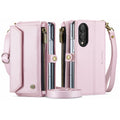 Galaxy Z Fold 8 CaseMe Crossbody Wallet Case with Strap, Card Slots & Zipper Pocket [Pink] - Pink