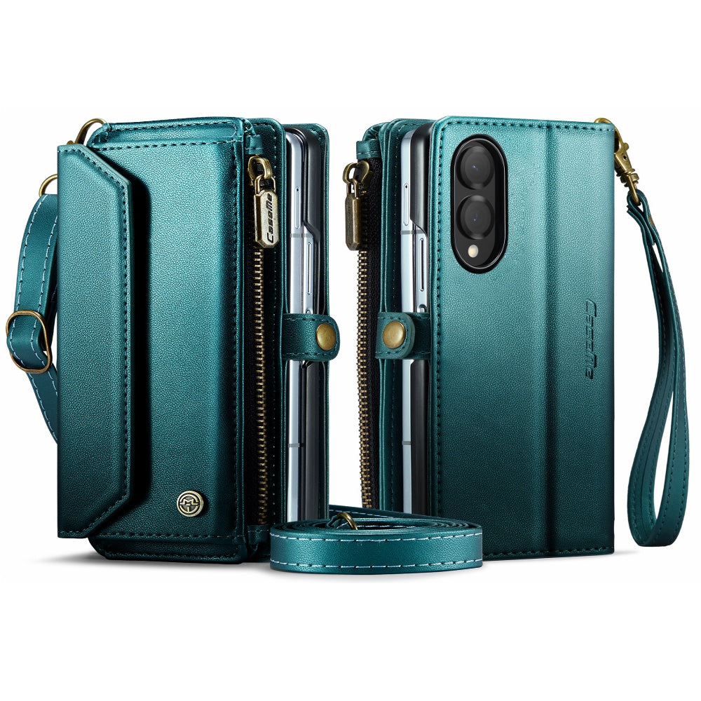 Galaxy Z Fold 8 CaseMe Crossbody Wallet Case with Strap, Card Slots & Zipper Pocket [Teal]