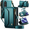 Galaxy Z Fold 8 CaseMe Crossbody Wallet Case with Strap, Card Slots & Zipper Pocket [Teal] - Teal