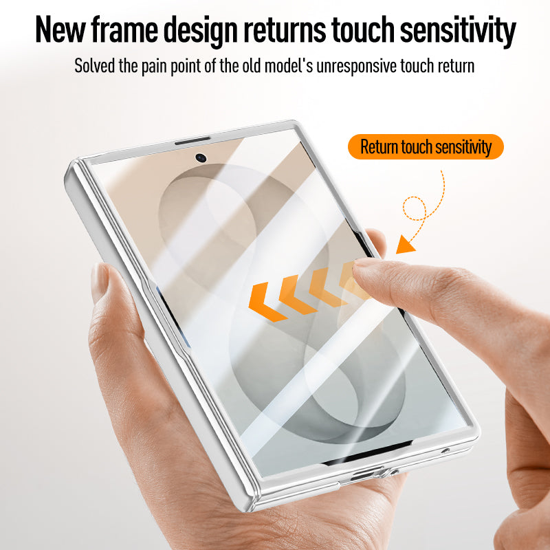 Samsung Galaxy Z Fold 8 Clear Magnetic Case - 360° Rotating Ring Stand & Hinge Shield [Black]