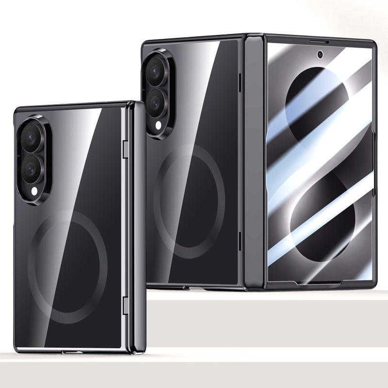 Samsung Galaxy Z Fold 8 Clear MagSafe Hinge Case with Built-in Tempered Glass [Black]