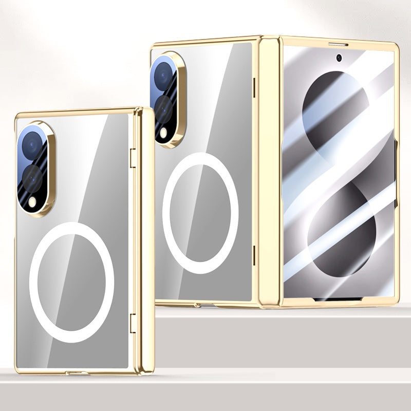 Samsung Galaxy Z Fold 8 Clear MagSafe Hinge Case with Built-in Tempered Glass [Gold]