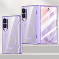 Samsung Galaxy Z Fold 8 Clear MagSafe Hinge Case with Built-in Tempered Glass [Black] - Purple