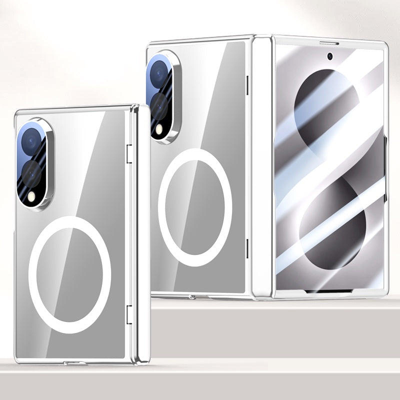 Samsung Galaxy Z Fold 8 Clear MagSafe Hinge Case with Built-in Tempered Glass [Silver]