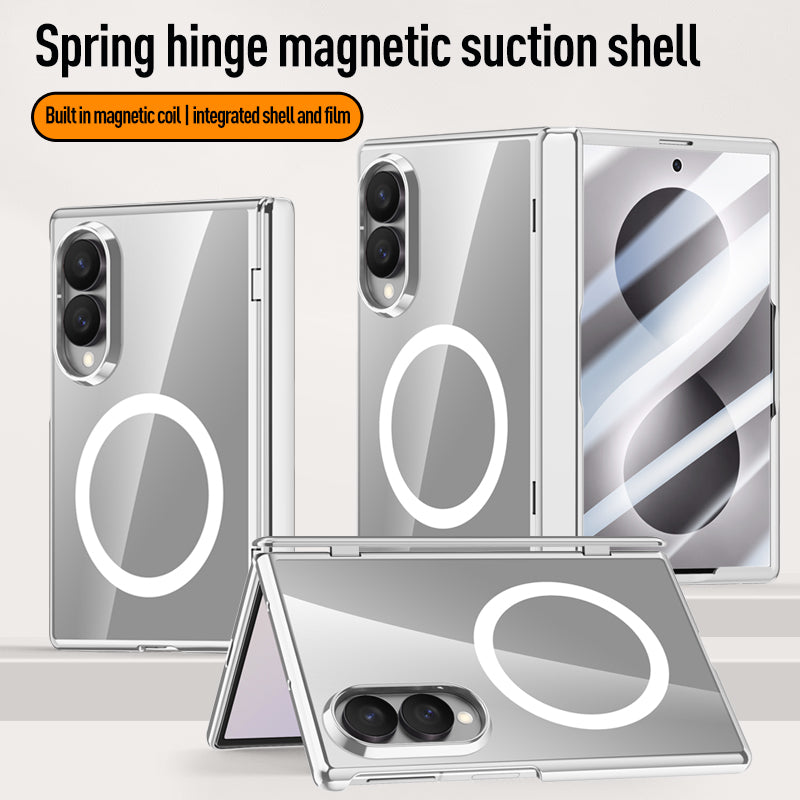 Samsung Galaxy Z Fold 8 Clear MagSafe Hinge Case with Built-in Tempered Glass [Black]