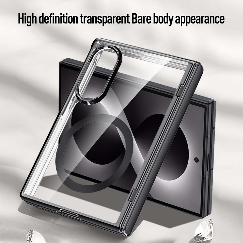 Samsung Galaxy Z Fold 8 Clear MagSafe Hinge Case with Built-in Tempered Glass [Black]