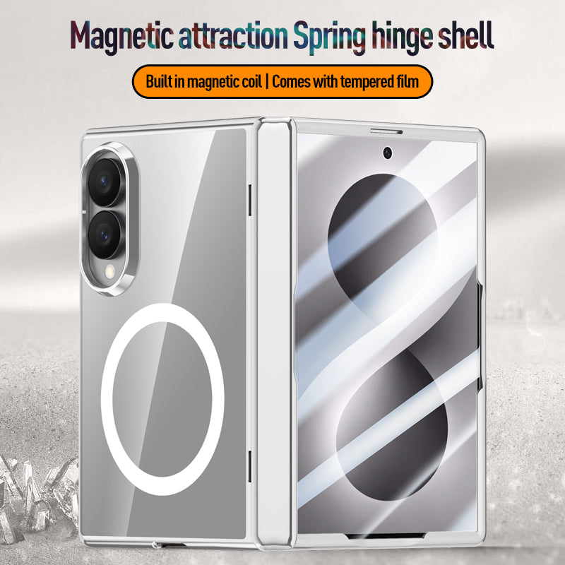 Samsung Galaxy Z Fold 8 Clear MagSafe Hinge Case with Built-in Tempered Glass [Black]