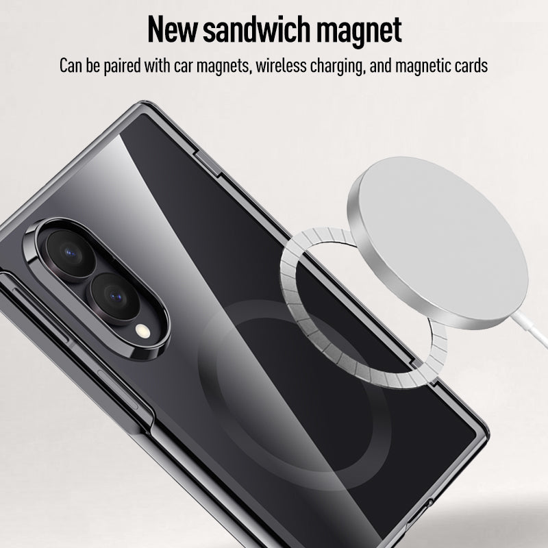 Samsung Galaxy Z Fold 8 Clear MagSafe Hinge Case with Built-in Tempered Glass [Black]