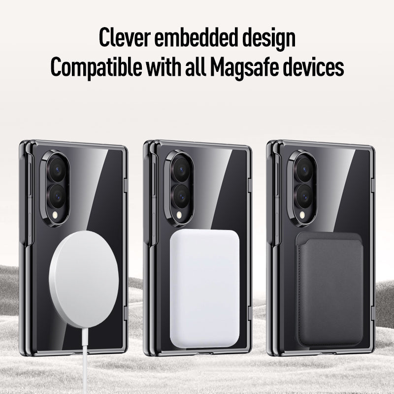 Samsung Galaxy Z Fold 8 Clear MagSafe Hinge Case with Built-in Tempered Glass [Black]