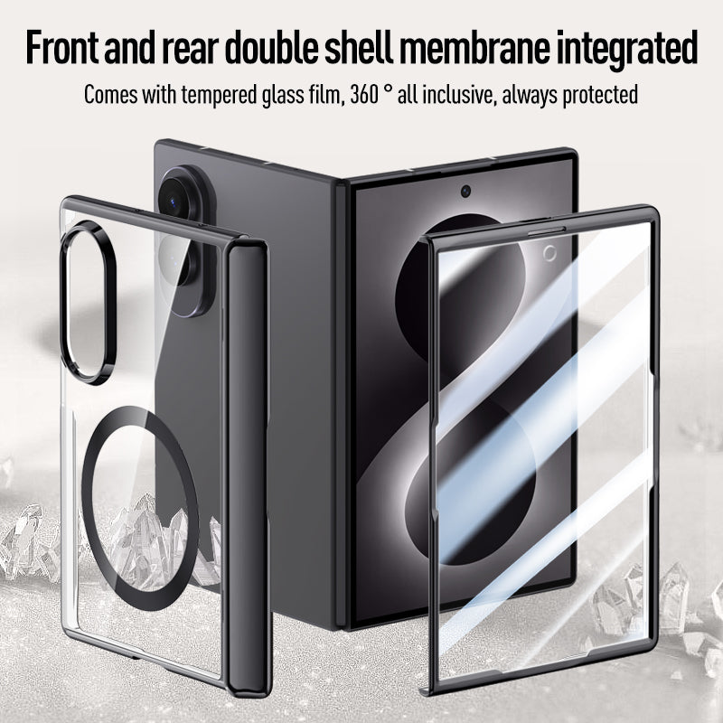 Samsung Galaxy Z Fold 8 Clear MagSafe Hinge Case with Built-in Tempered Glass [Black]