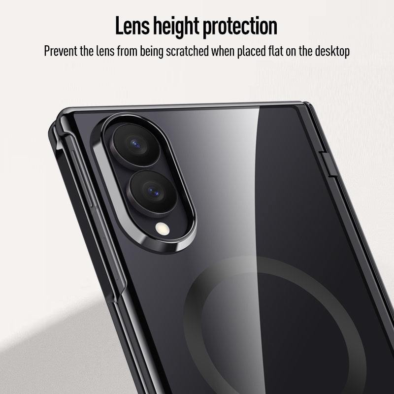 Samsung Galaxy Z Fold 8 Clear MagSafe Hinge Case with Built-in Tempered Glass [Black]
