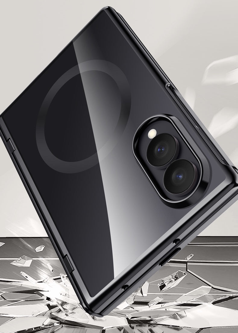 Samsung Galaxy Z Fold 8 Clear MagSafe Hinge Case with Built-in Tempered Glass [Black]