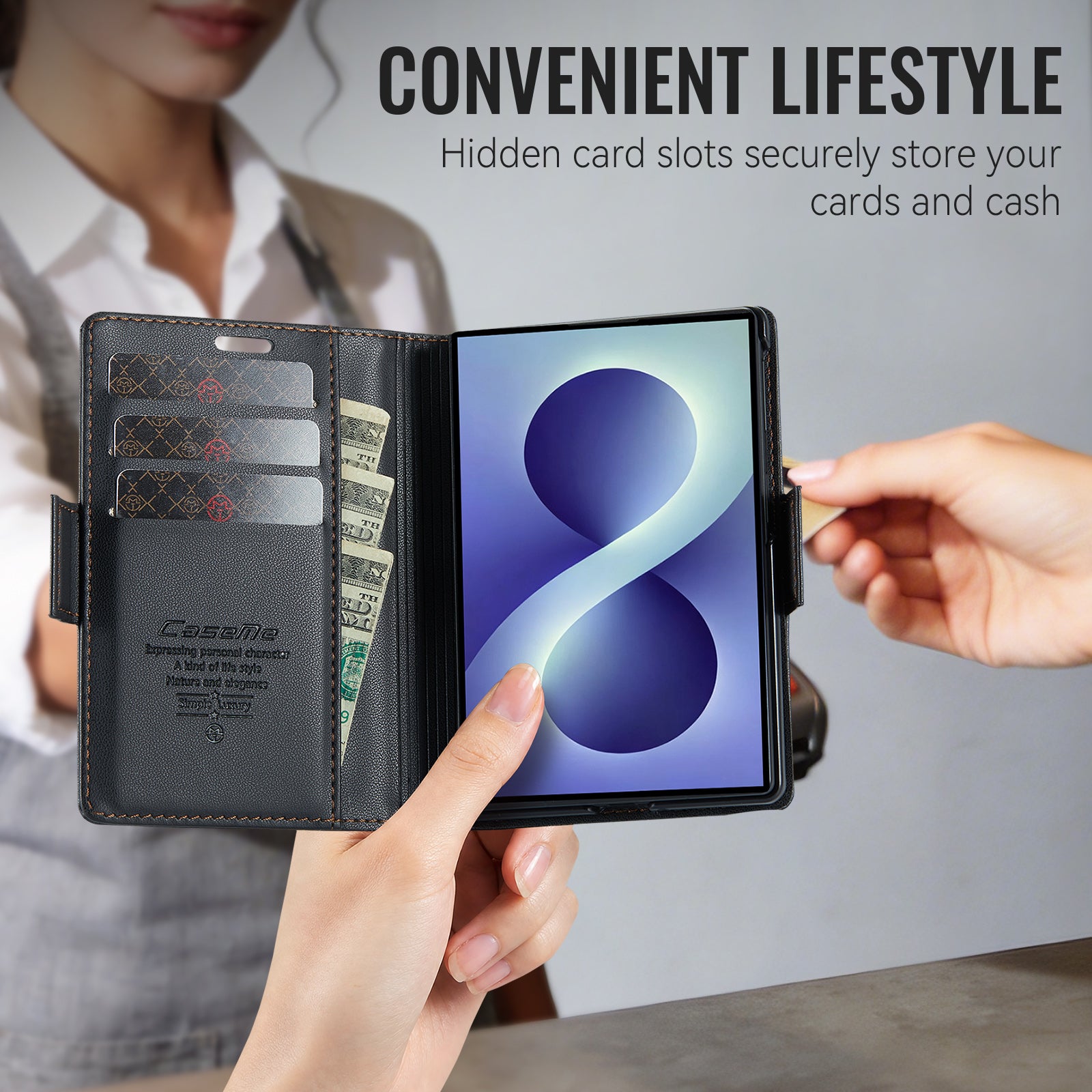 Samsung Galaxy Z Fold 8 CaseMe Retro Wallet Case [Black]