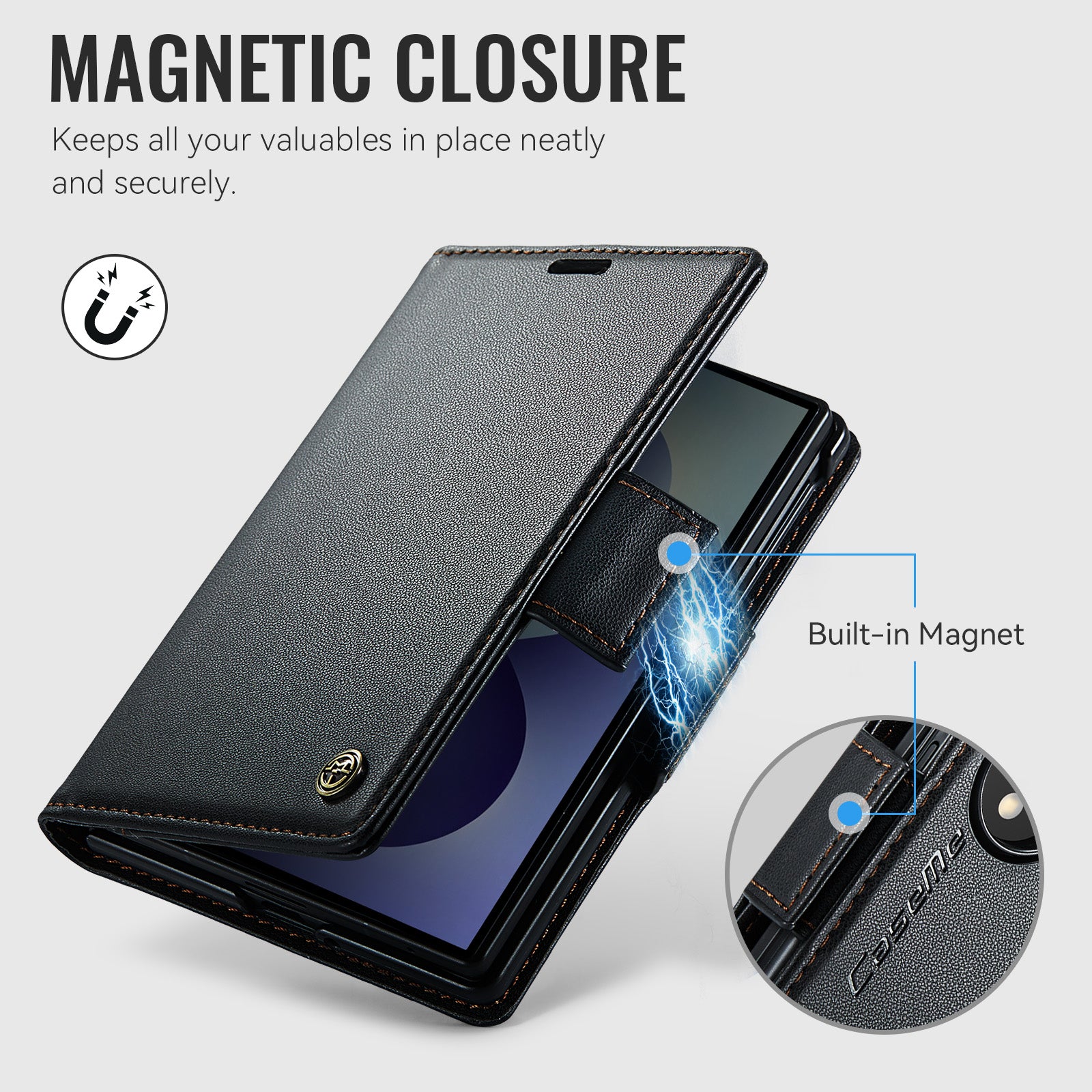 Samsung Galaxy Z Fold 8 CaseMe Retro Wallet Case [Black]