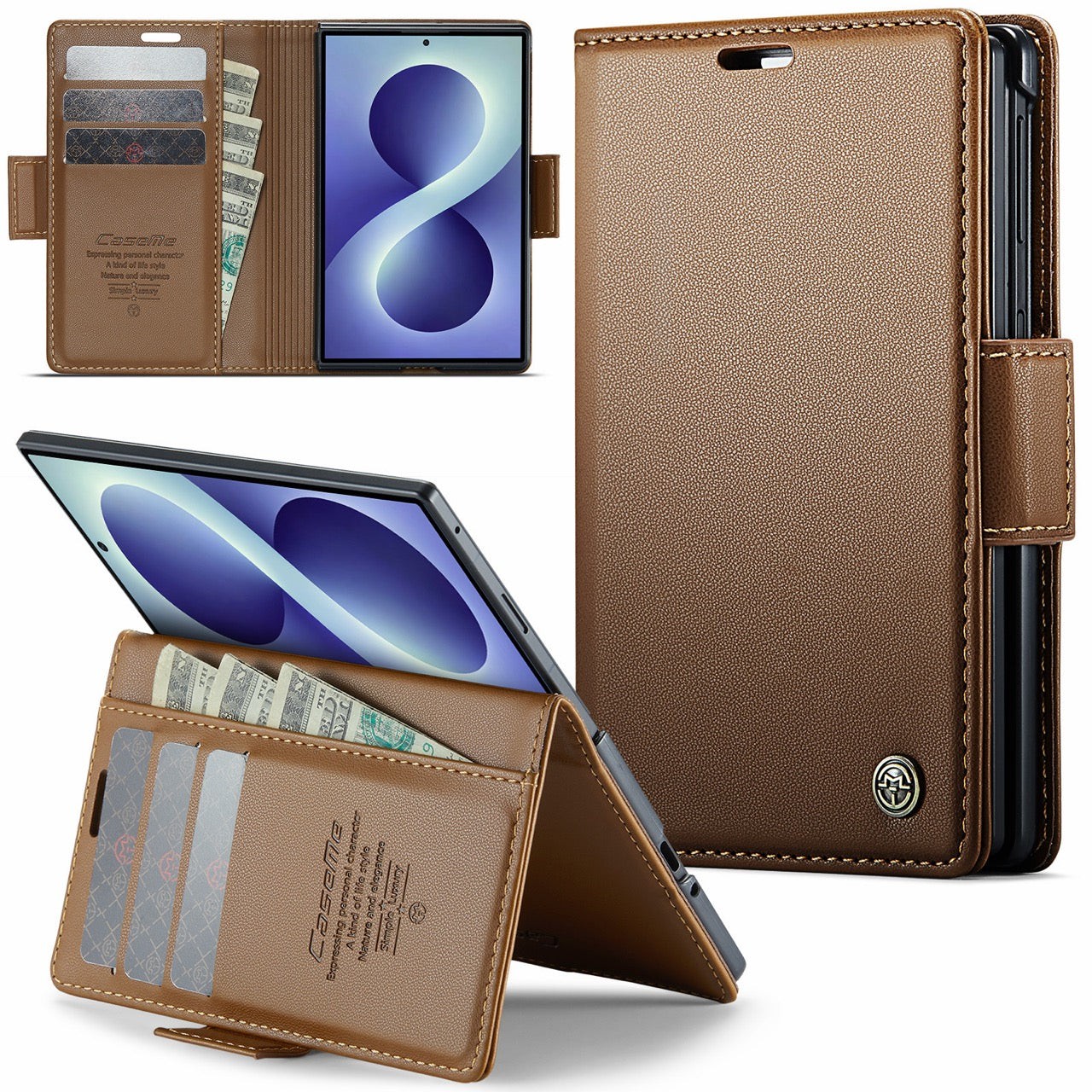 Samsung Galaxy Z Fold 8 CaseMe Retro Wallet Case [Brown]