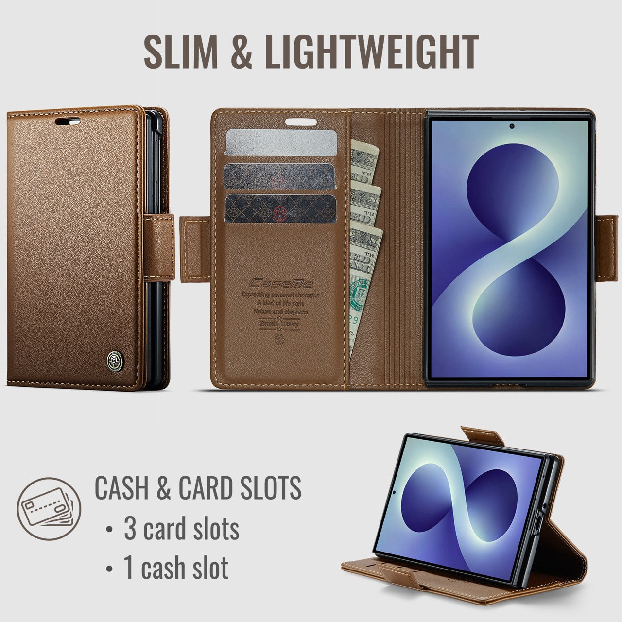 Samsung Galaxy Z Fold 8 CaseMe Retro Wallet Case [Brown]