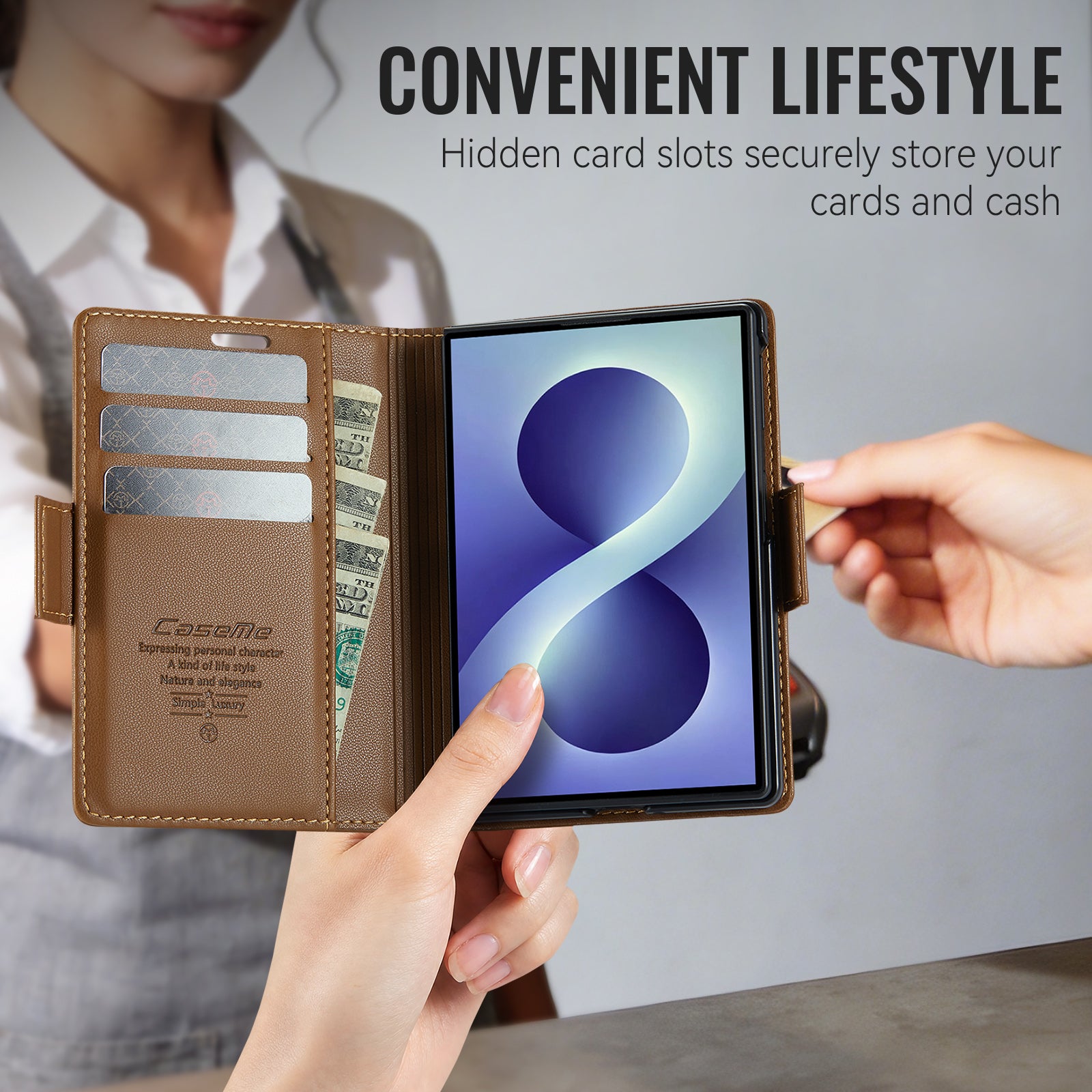 Samsung Galaxy Z Fold 8 CaseMe Retro Wallet Case [Brown]