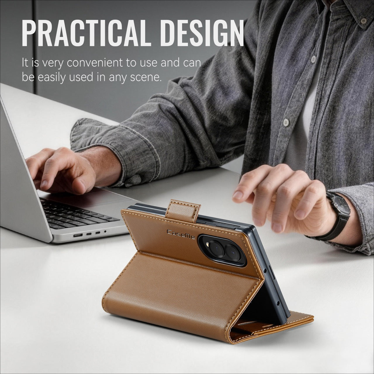 Samsung Galaxy Z Fold 8 CaseMe Retro Wallet Case [Brown]