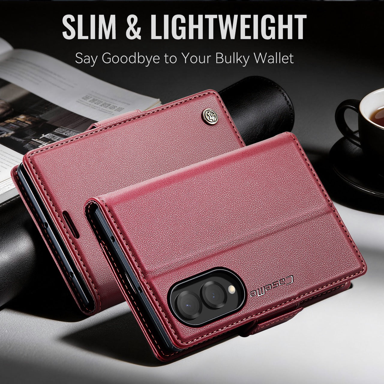 Samsung Galaxy Z Fold 8 CaseMe Retro Wallet Case [Maroon]