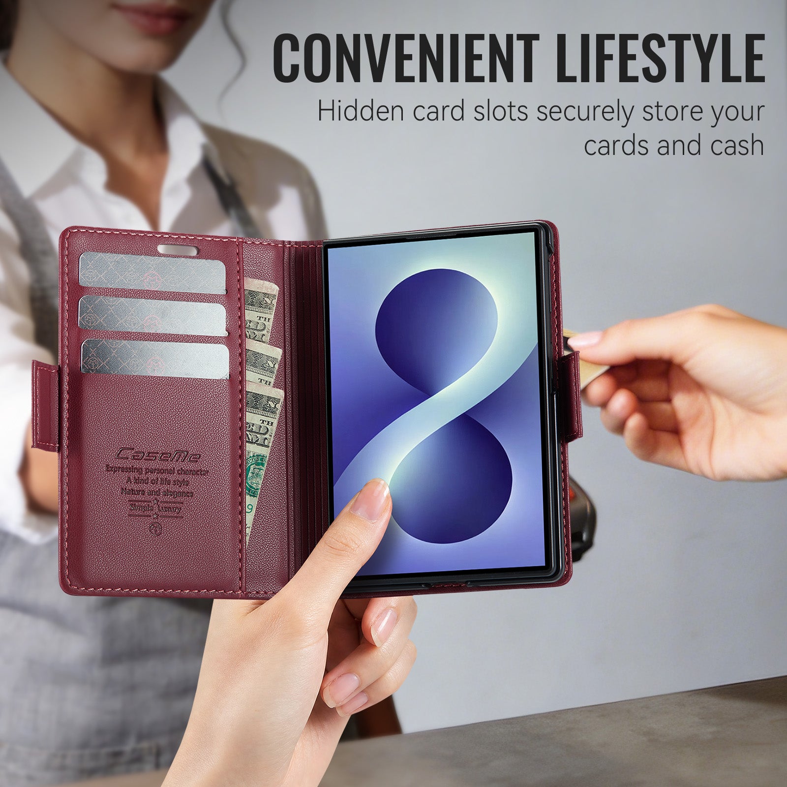 Samsung Galaxy Z Fold 8 CaseMe Retro Wallet Case [Maroon]