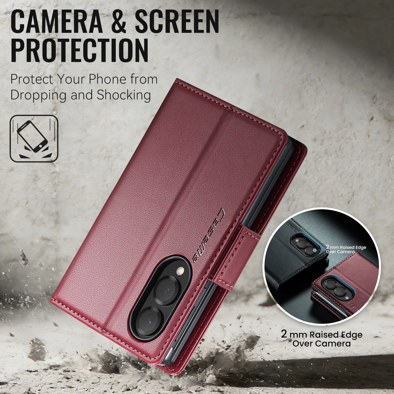 Samsung Galaxy Z Fold 8 CaseMe Retro Wallet Case [Maroon]
