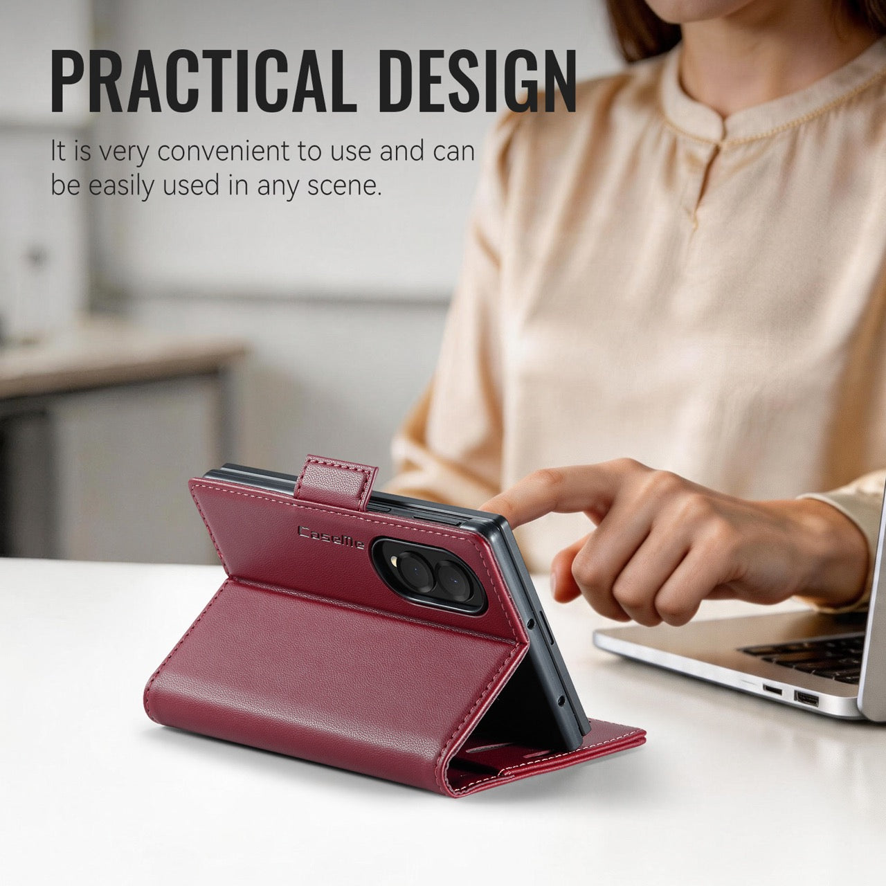 Samsung Galaxy Z Fold 8 CaseMe Retro Wallet Case [Maroon]