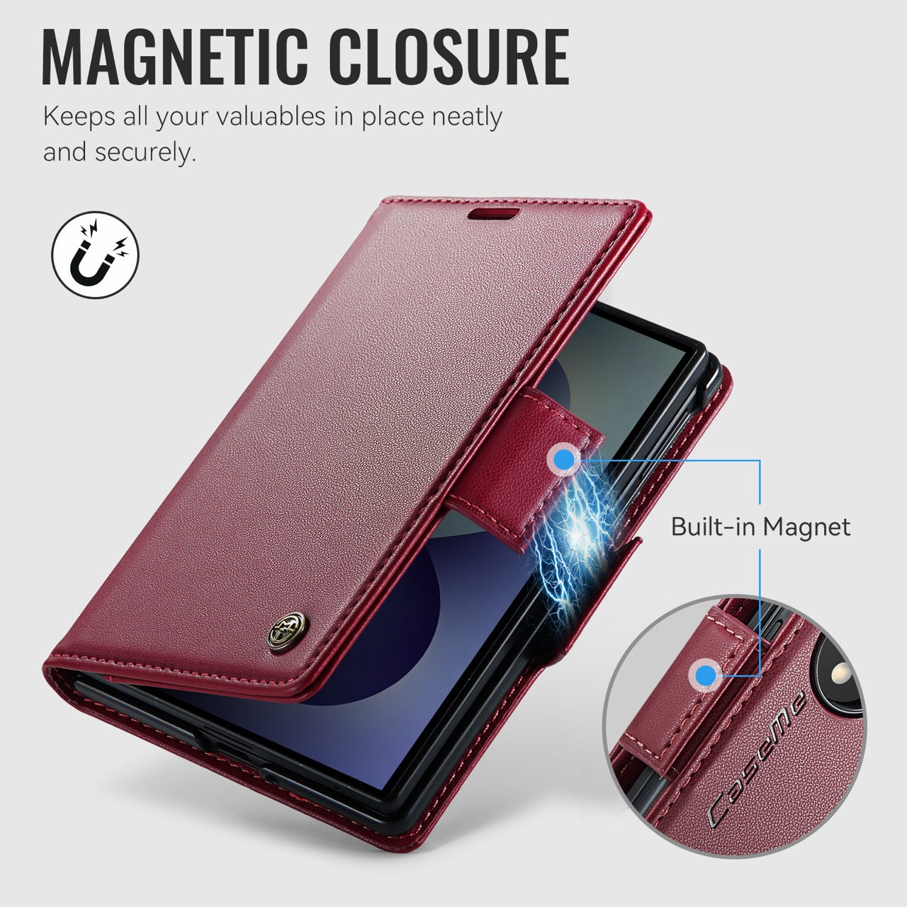 Samsung Galaxy Z Fold 8 CaseMe Retro Wallet Case [Maroon]
